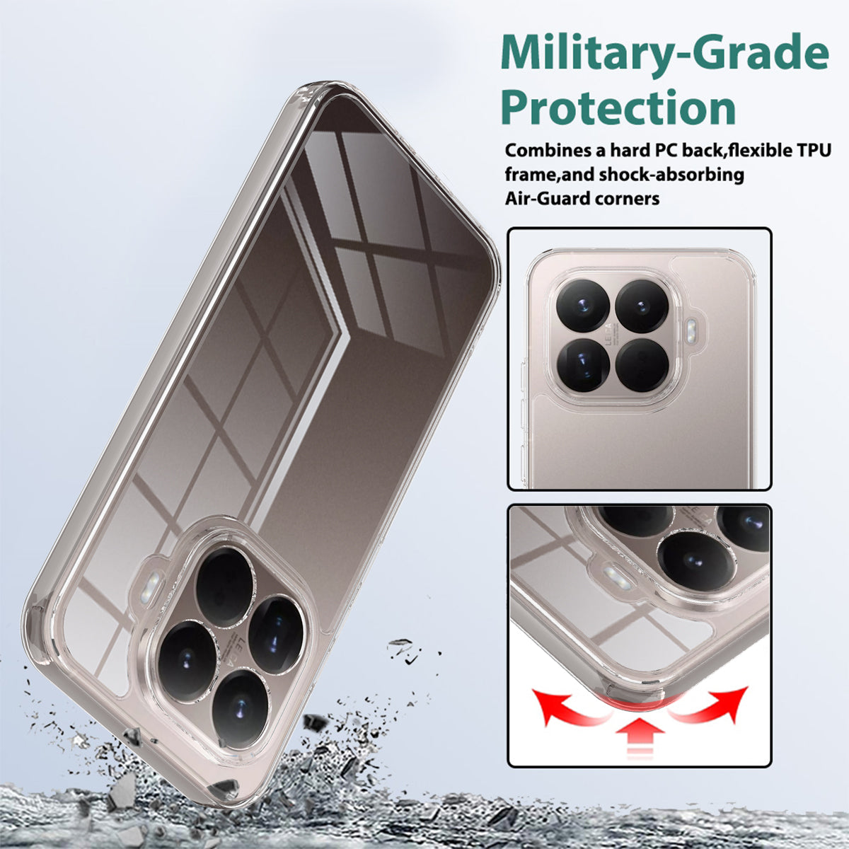 For Xiaomi 15T Pro Clear Phone Case TPU+Acrylic Shockproof Phone Back Cover