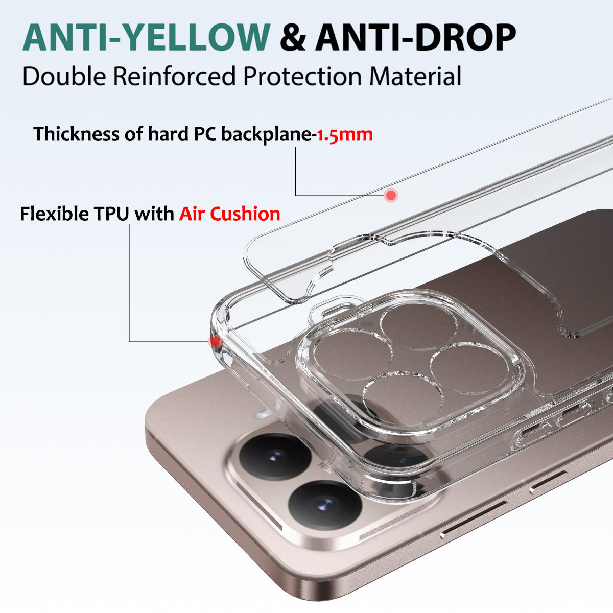 For Xiaomi 15T Pro Clear Phone Case TPU+Acrylic Shockproof Phone Back Cover