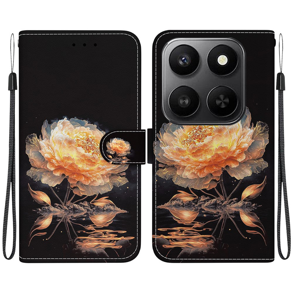 For Honor 400 Smart 5G / 4G / X7d 4G Wallet Phone Case Anti-Drop Pattern Printing Leather Flip Cover with Strap