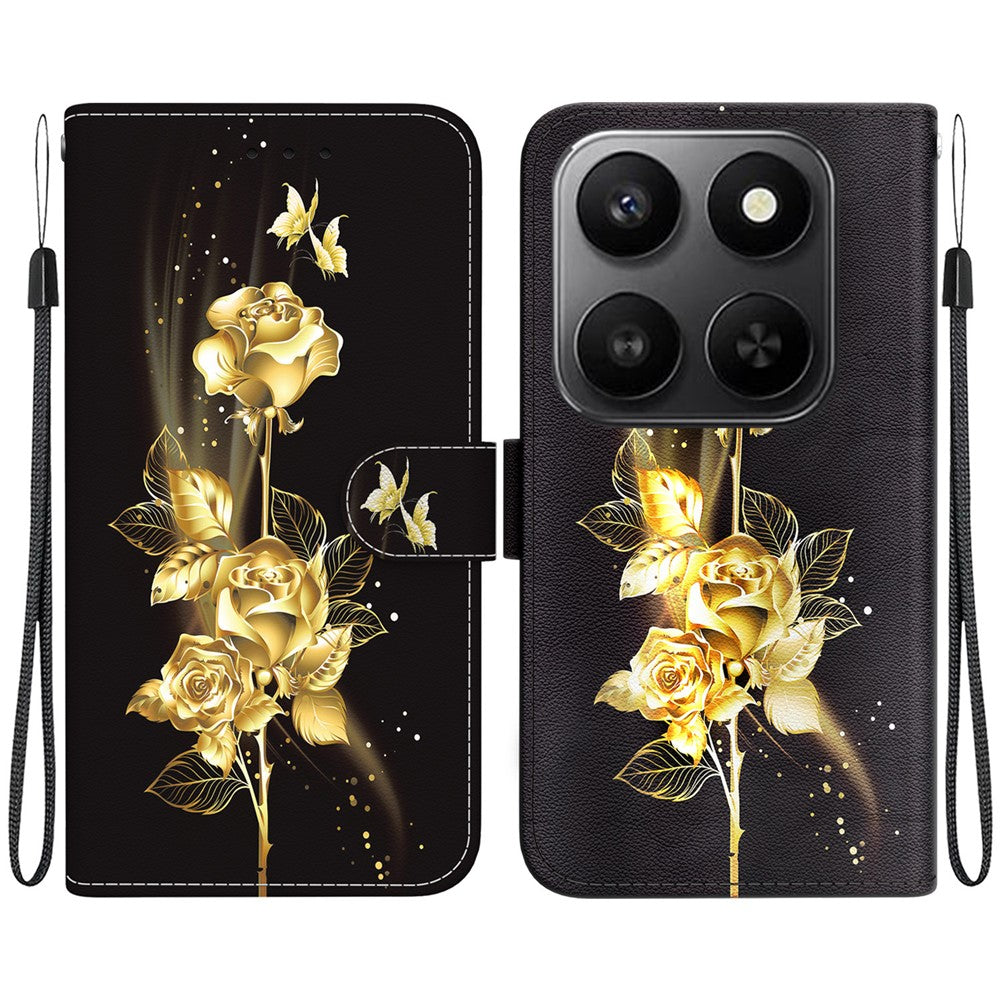 For Honor 400 Smart 5G / 4G / X7d 4G Wallet Phone Case Anti-Drop Pattern Printing Leather Flip Cover with Strap