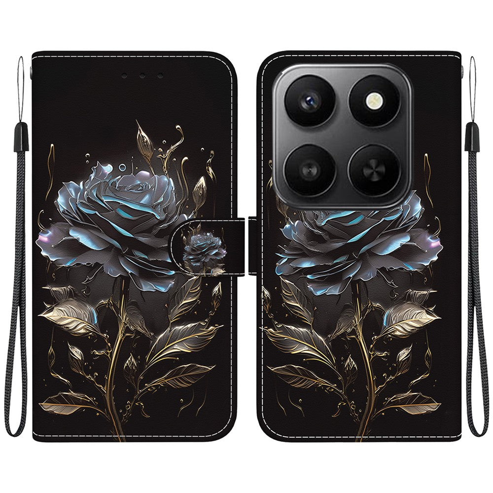 For Honor 400 Smart 5G / 4G / X7d 4G Wallet Phone Case Anti-Drop Pattern Printing Leather Flip Cover with Strap