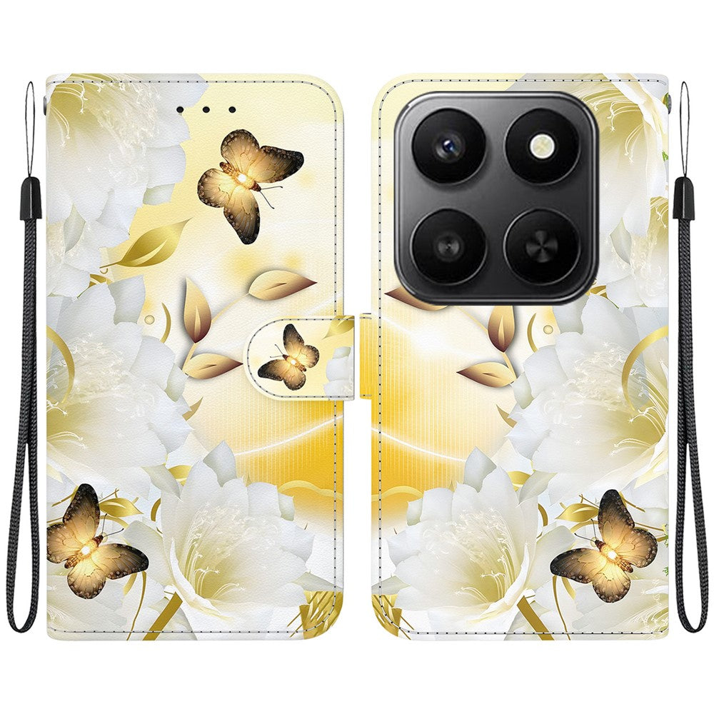 For Honor 400 Smart 5G / 4G / X7d 4G Wallet Phone Case Anti-Drop Pattern Printing Leather Flip Cover with Strap