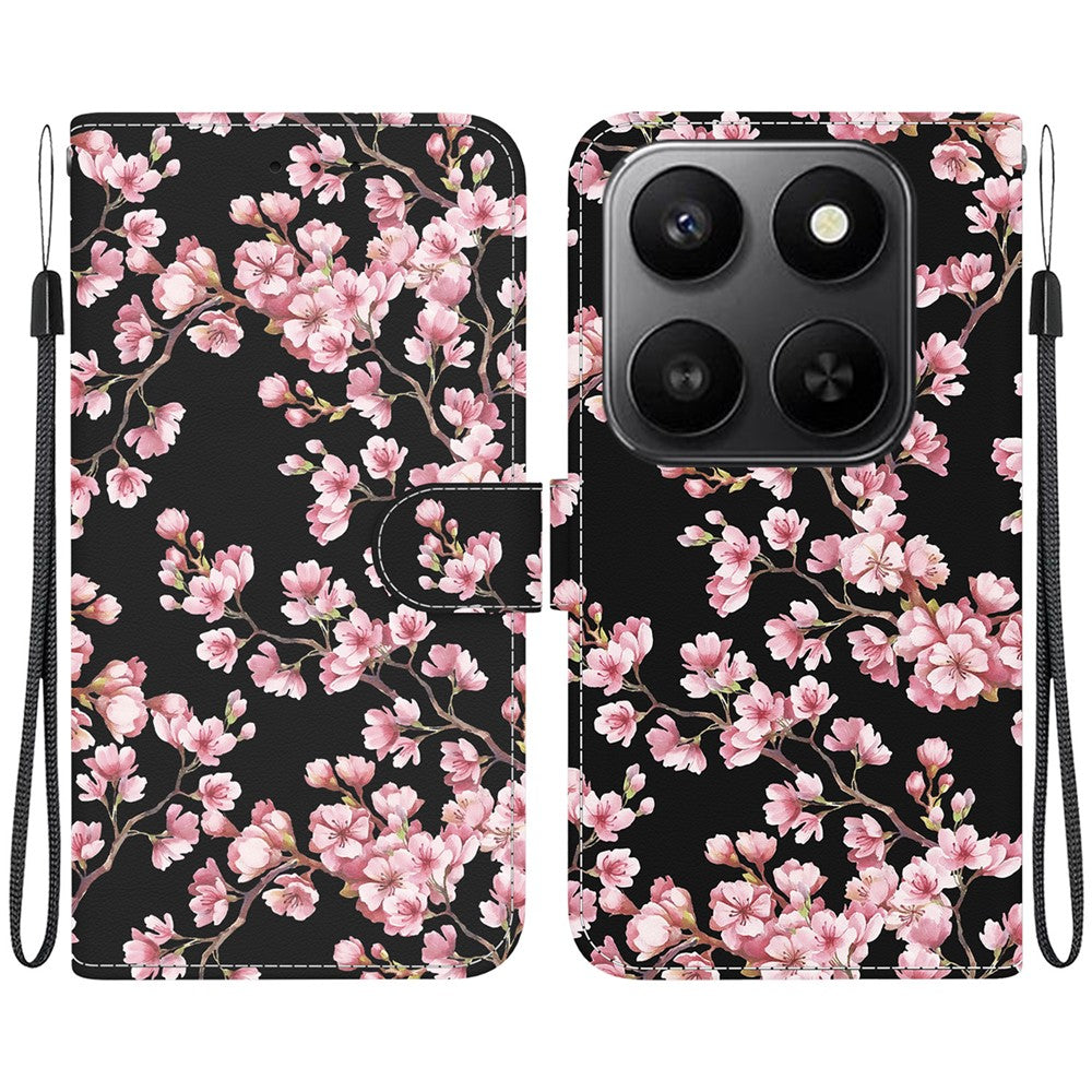 For Honor 400 Smart 5G / 4G / X7d 4G Wallet Phone Case Anti-Drop Pattern Printing Leather Flip Cover with Strap