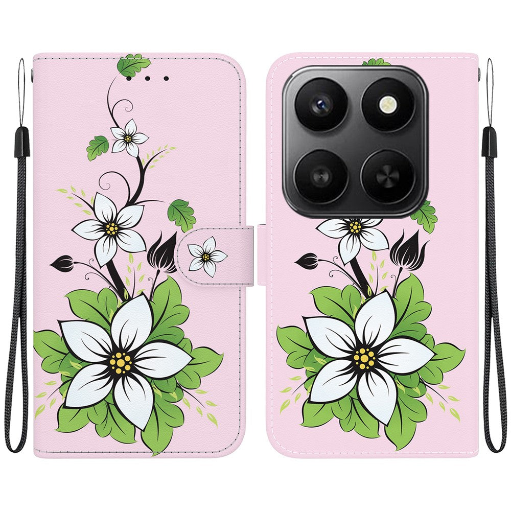 For Honor 400 Smart 5G / 4G / X7d 4G Wallet Phone Case Anti-Drop Pattern Printing Leather Flip Cover with Strap