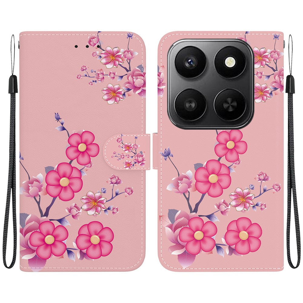 For Honor 400 Smart 5G / 4G / X7d 4G Wallet Phone Case Anti-Drop Pattern Printing Leather Flip Cover with Strap