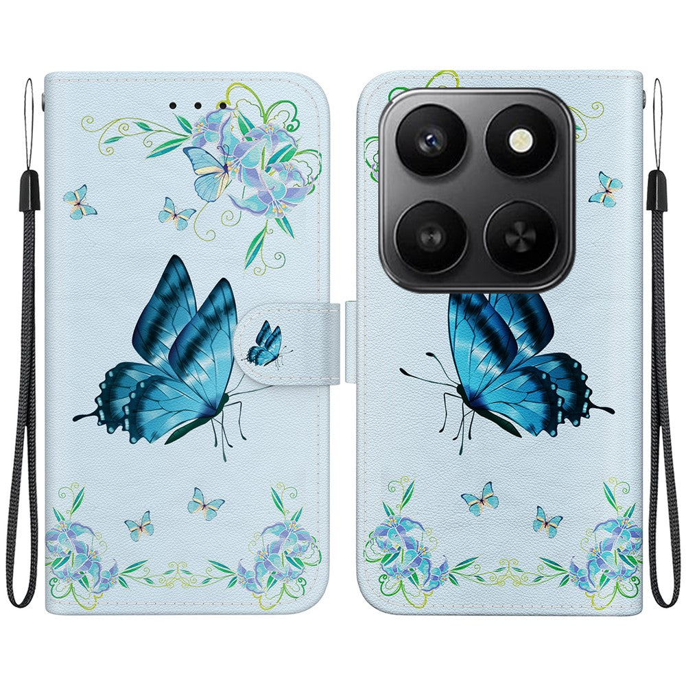 For Honor 400 Smart 5G / 4G / X7d 4G Wallet Phone Case Anti-Drop Pattern Printing Leather Flip Cover with Strap