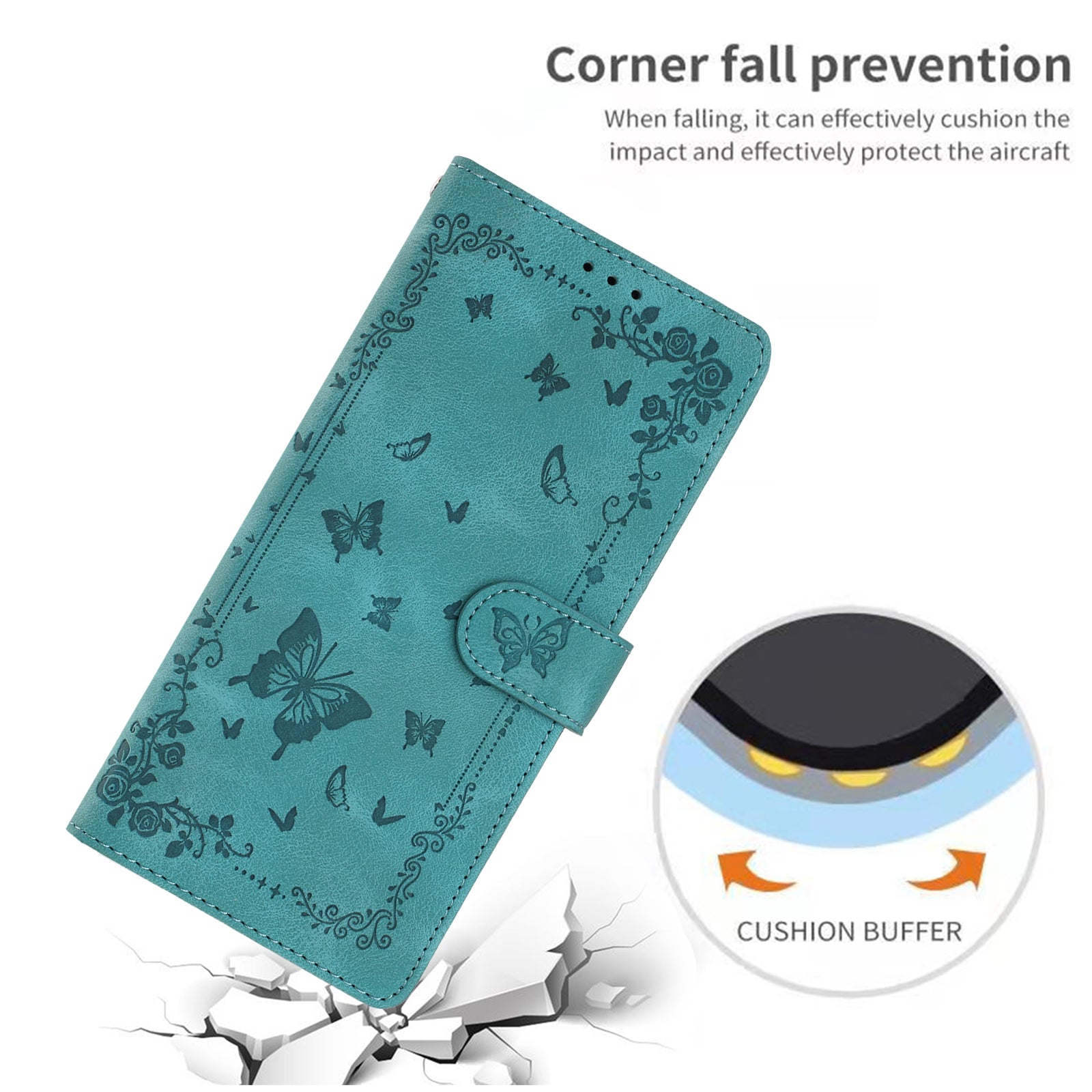 For iPhone 16 Pro Case Garden Imprinted PU Leather Wallet Phone Cover with Wrist Strap