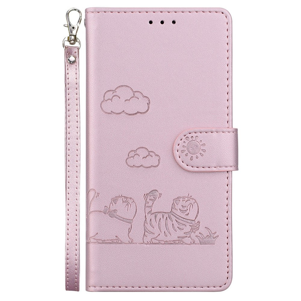 For Honor 400 Smart 5G / 4G / X7d 4G Case RFID Blocking Kitten Pattern TPU + PU Leather Phone Cover with Wrist Strap