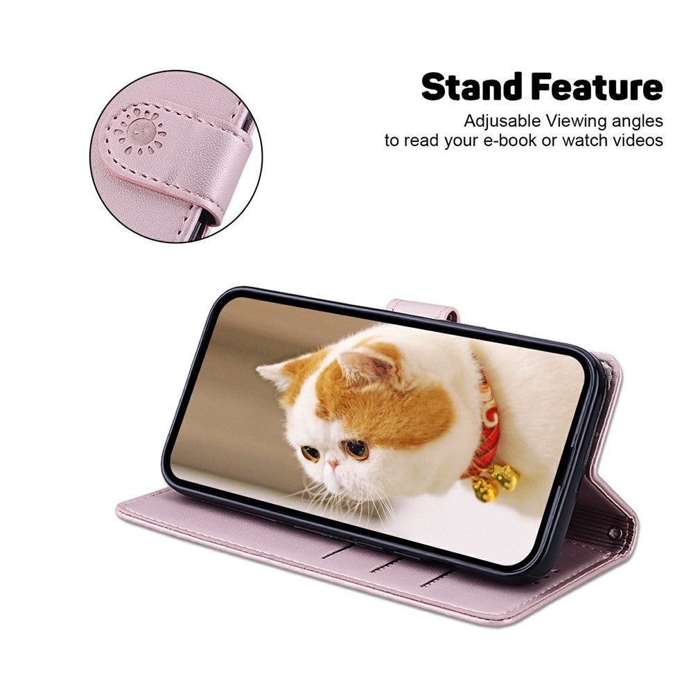 For Honor 400 Smart 5G / 4G / X7d 4G Case RFID Blocking Kitten Pattern TPU + PU Leather Phone Cover with Wrist Strap