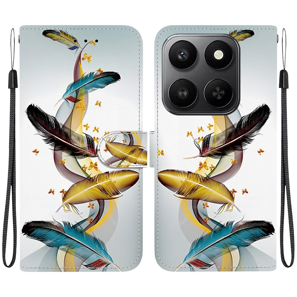 For Honor 400 Smart 5G / 4G / X7d 4G Case Pattern Printing Leather Flip Wallet Phone Cover with Lanyard