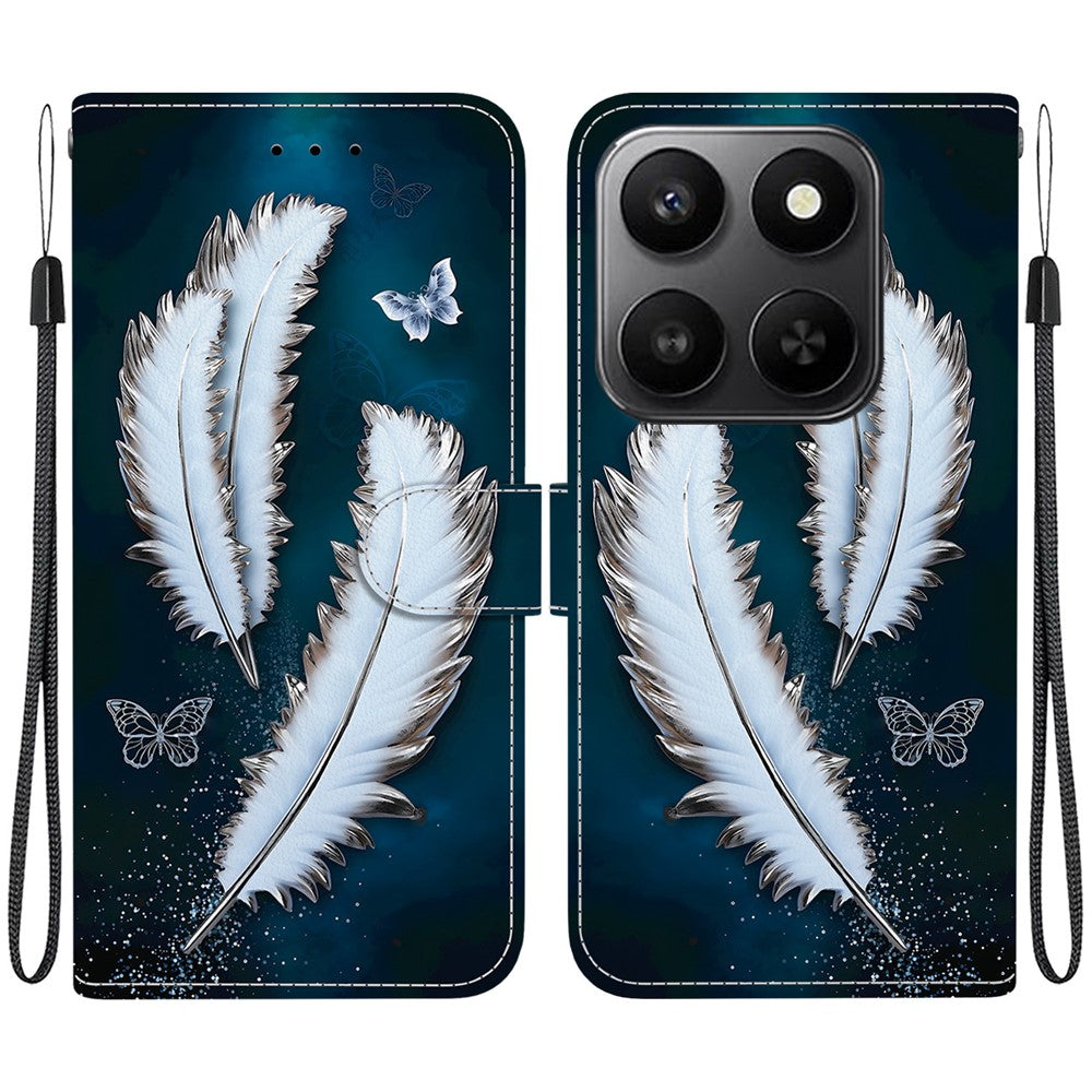 For Honor 400 Smart 5G / 4G / X7d 4G Case Pattern Printing Leather Flip Wallet Phone Cover with Lanyard