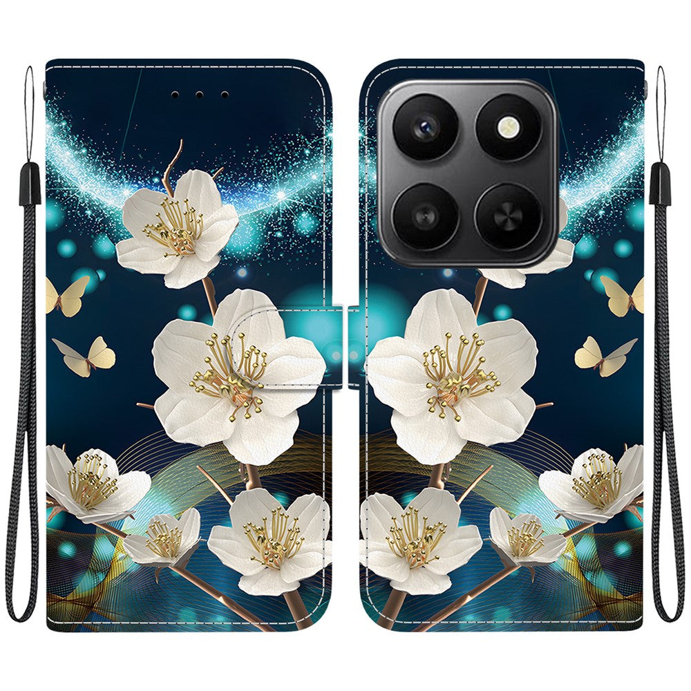 For Honor 400 Smart 5G / 4G / X7d 4G Case Pattern Printing Leather Flip Wallet Phone Cover with Lanyard