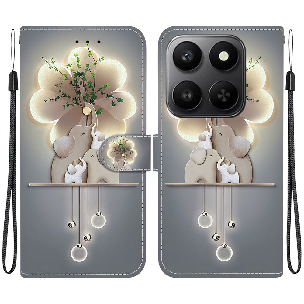 For Honor 400 Smart 5G / 4G / X7d 4G Case Pattern Printing Leather Flip Wallet Phone Cover with Lanyard