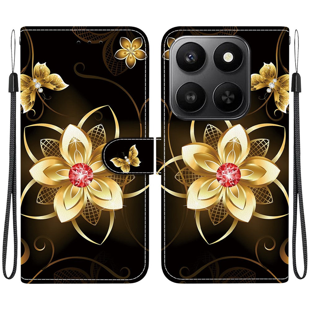 For Honor 400 Smart 5G / 4G / X7d 4G Case Pattern Printing Leather Flip Wallet Phone Cover with Lanyard