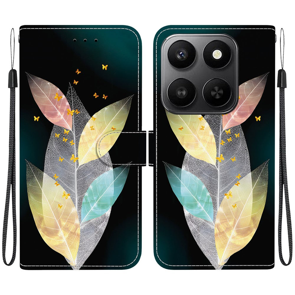 For Honor 400 Smart 5G / 4G / X7d 4G Case Pattern Printing Leather Flip Wallet Phone Cover with Lanyard