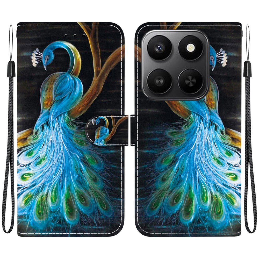 For Honor 400 Smart 5G / 4G / X7d 4G Case Pattern Printing Leather Flip Wallet Phone Cover with Lanyard