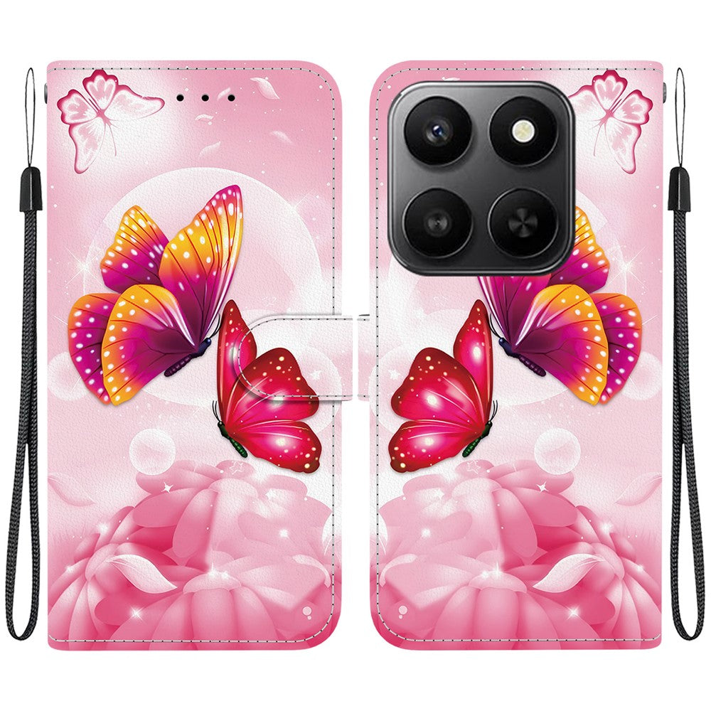 For Honor 400 Smart 5G / 4G / X7d 4G Case Pattern Printing Leather Flip Wallet Phone Cover with Lanyard