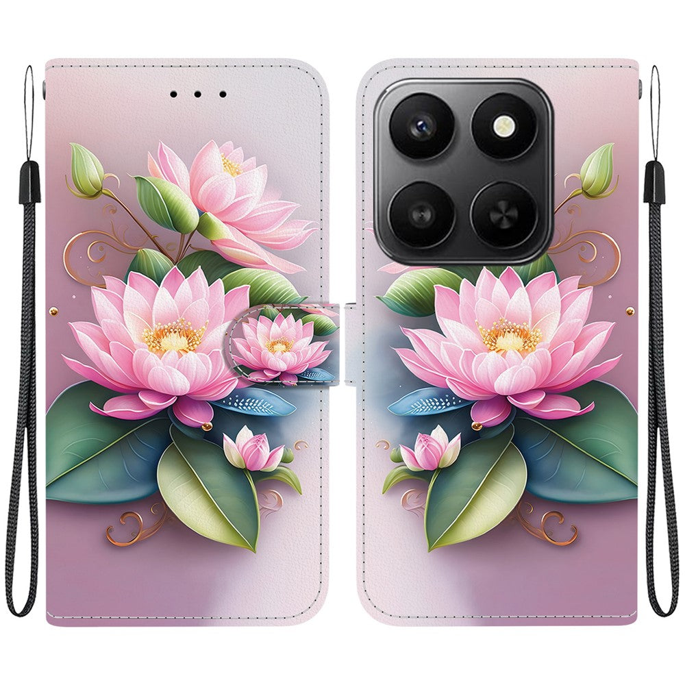 For Honor 400 Smart 5G / 4G / X7d 4G Case Pattern Printing Leather Flip Wallet Phone Cover with Lanyard