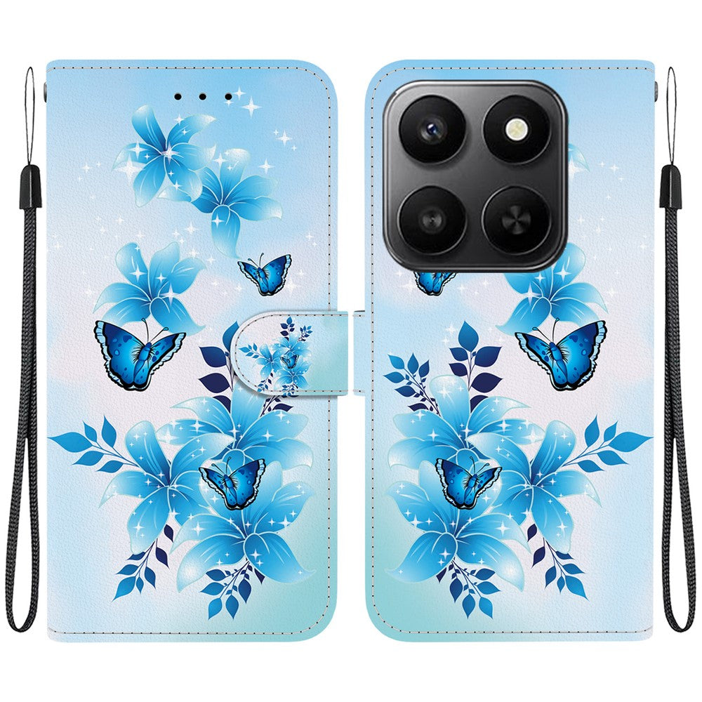 For Honor 400 Smart 5G / 4G / X7d 4G Case Pattern Printing Leather Flip Wallet Phone Cover with Lanyard