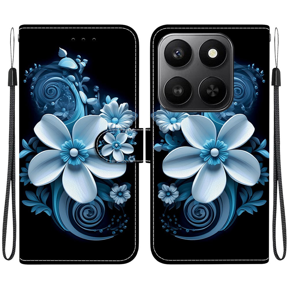 For Honor 400 Smart 5G / 4G / X7d 4G Case Pattern Printing Leather Flip Wallet Phone Cover with Lanyard