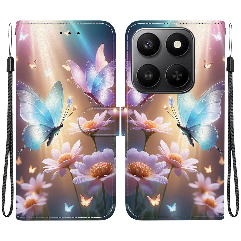 For Honor 400 Smart 5G / 4G / X7d 4G Case Pattern Printing Leather Flip Wallet Phone Cover with Lanyard