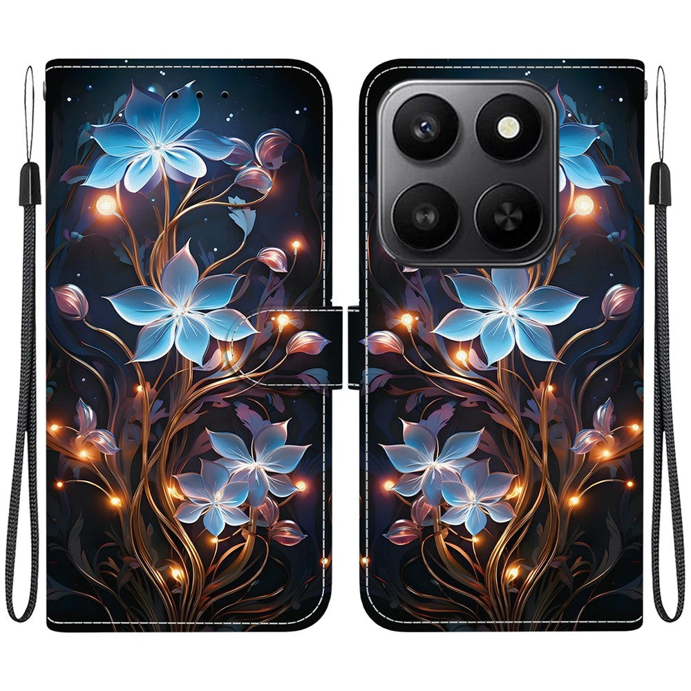 For Honor 400 Smart 5G / 4G / X7d 4G Case Pattern Printing Leather Flip Wallet Phone Cover with Lanyard