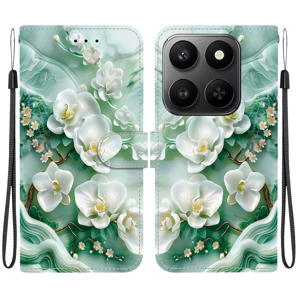 For Honor 400 Smart 5G / 4G / X7d 4G Case Pattern Printing Leather Flip Wallet Phone Cover with Lanyard