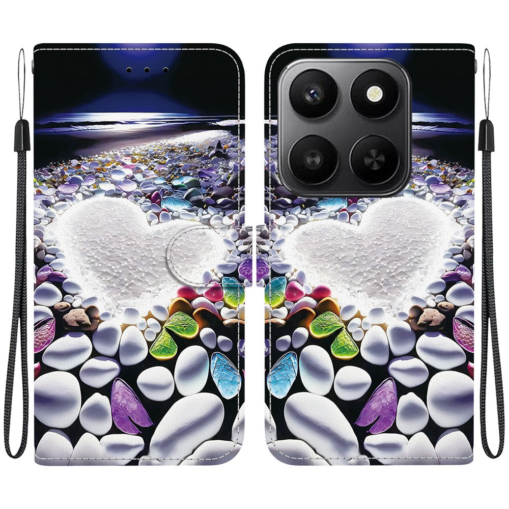 For Honor 400 Smart 5G / 4G / X7d 4G Case Pattern Printing Leather Flip Wallet Phone Cover with Lanyard