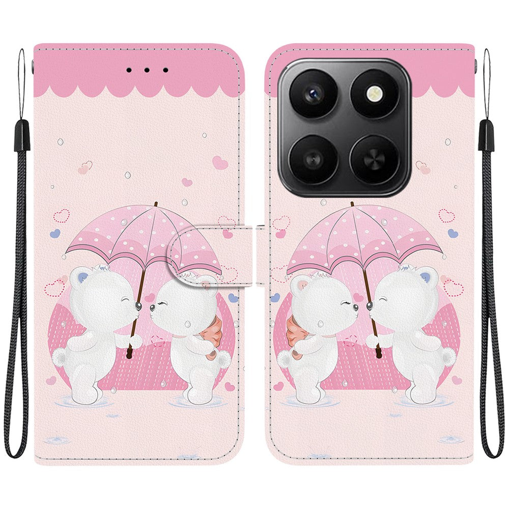 For Honor 400 Smart 5G / 4G / X7d 4G Case Pattern Printing Leather Flip Wallet Phone Cover with Lanyard