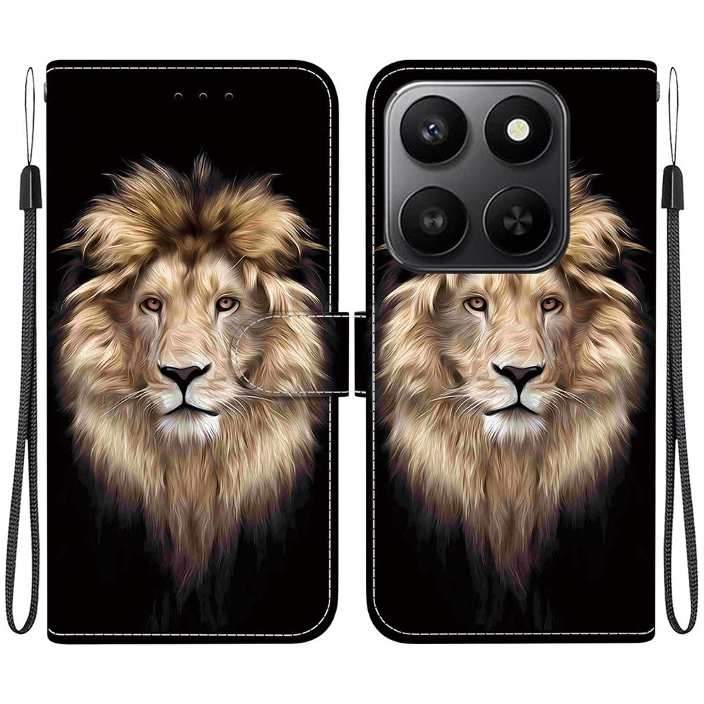 For Honor 400 Smart 5G / 4G / X7d 4G Case Pattern Printing Leather Flip Wallet Phone Cover with Lanyard