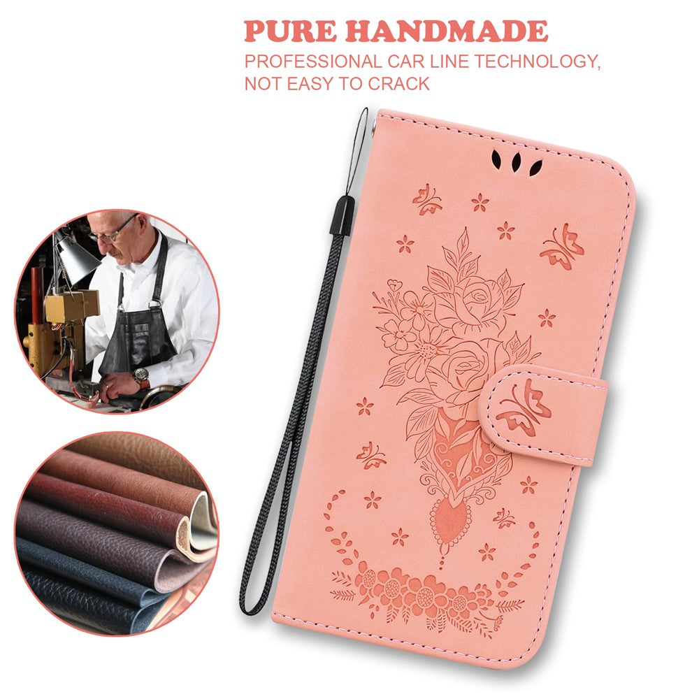 For Honor 400 Smart 5G / 4G / X7d 4G Case Butterfly Flower Imprint PU Leather Wallet Phone Cover with Strap
