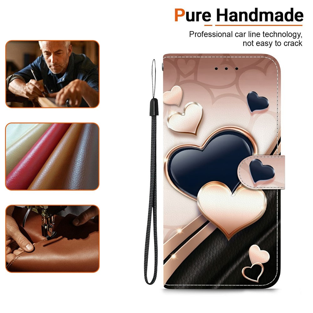 For Honor 400 Smart 5G / 4G / X7d 4G Leather Case Stand Wallet Pattern Printing Phone Cover with Wrist Strap