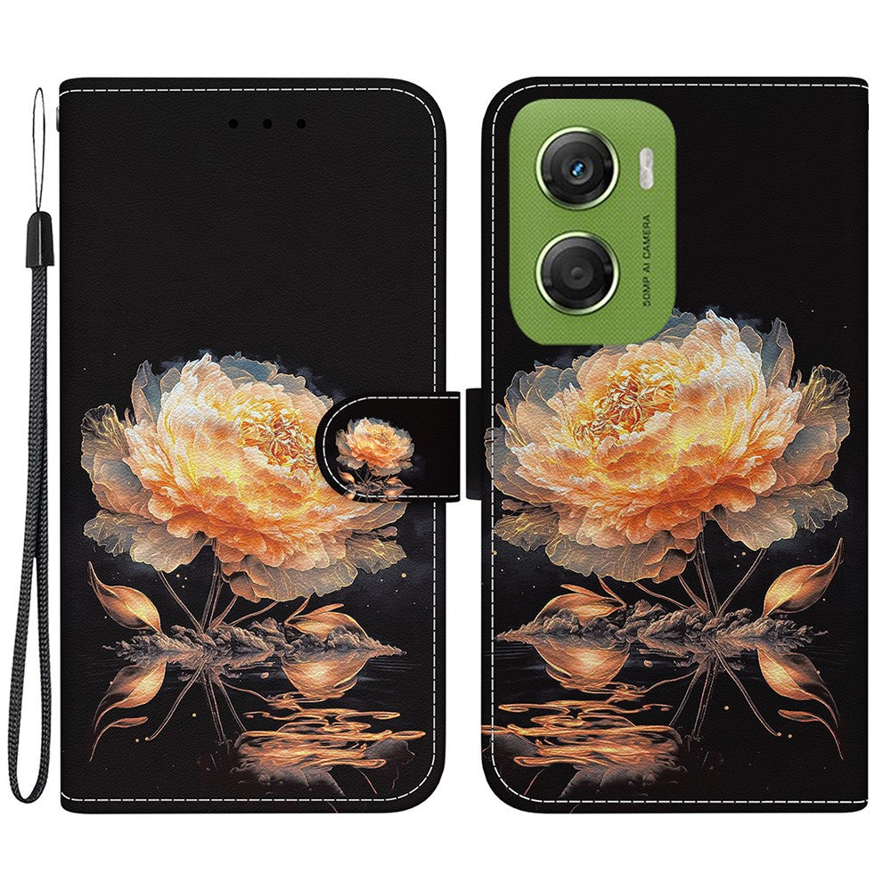 For Motorola Moto G06 4G Wallet Phone Case Anti-Drop Pattern Printing Leather Flip Cover with Strap