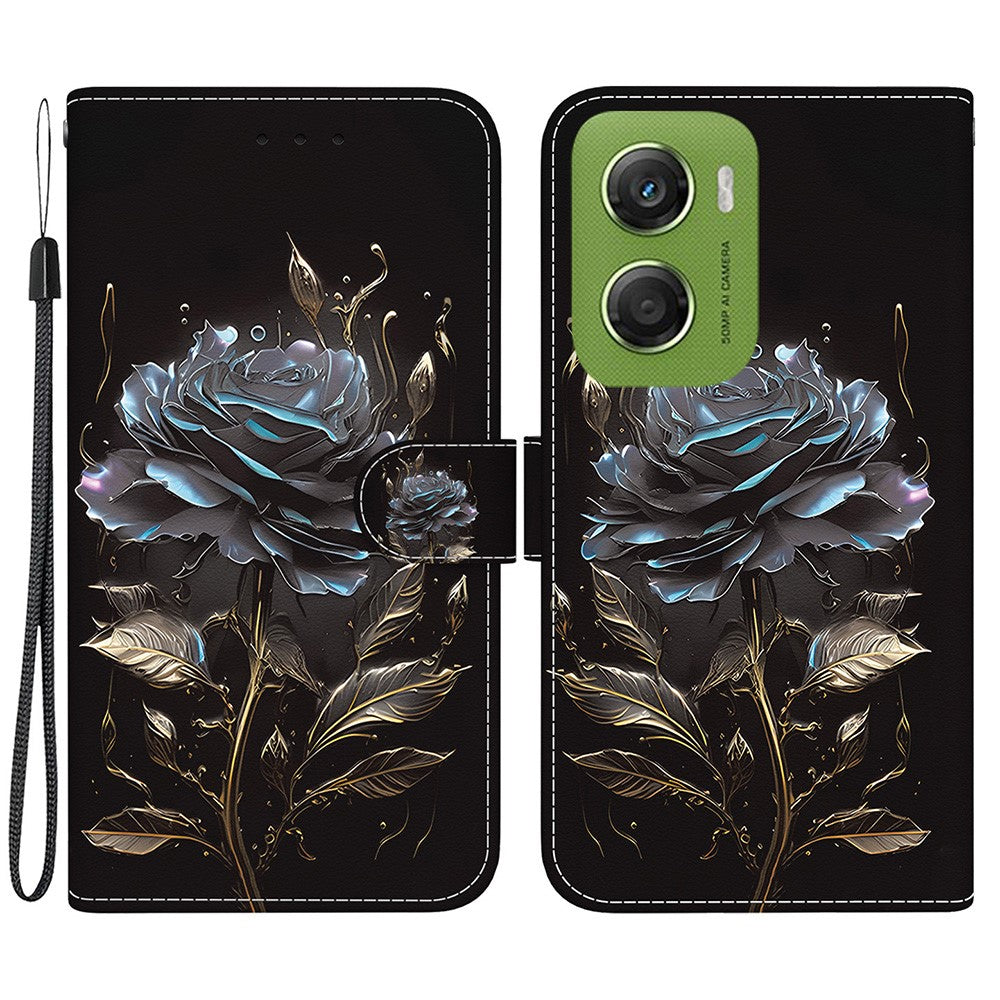 For Motorola Moto G06 4G Wallet Phone Case Anti-Drop Pattern Printing Leather Flip Cover with Strap