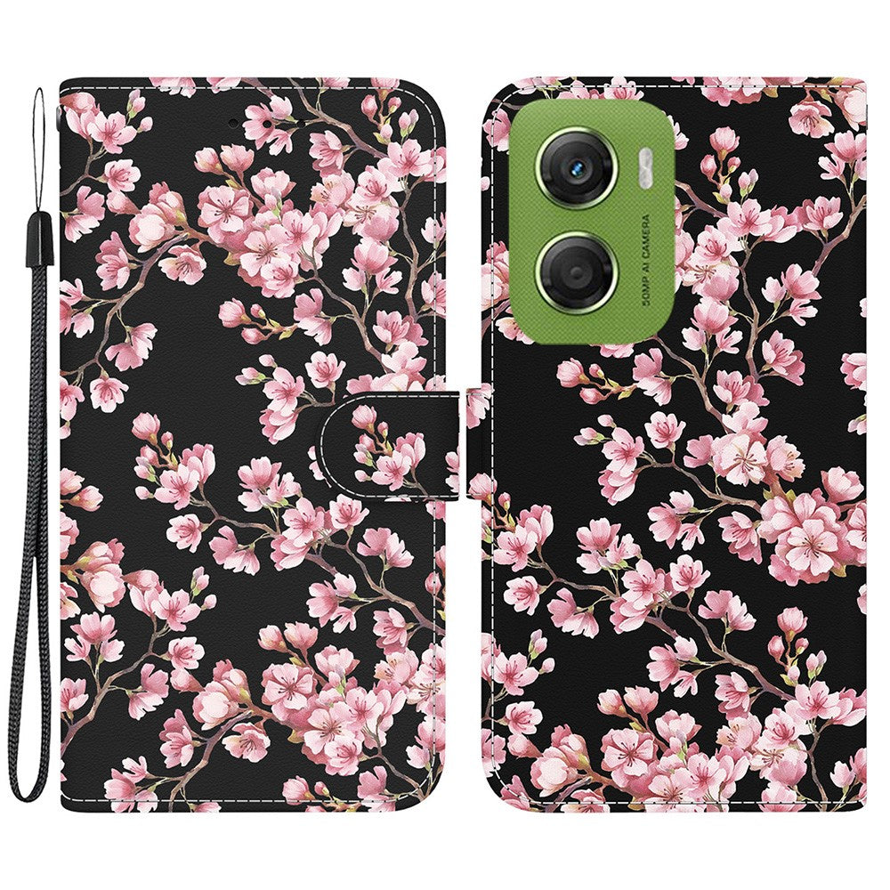 For Motorola Moto G06 4G Wallet Phone Case Anti-Drop Pattern Printing Leather Flip Cover with Strap