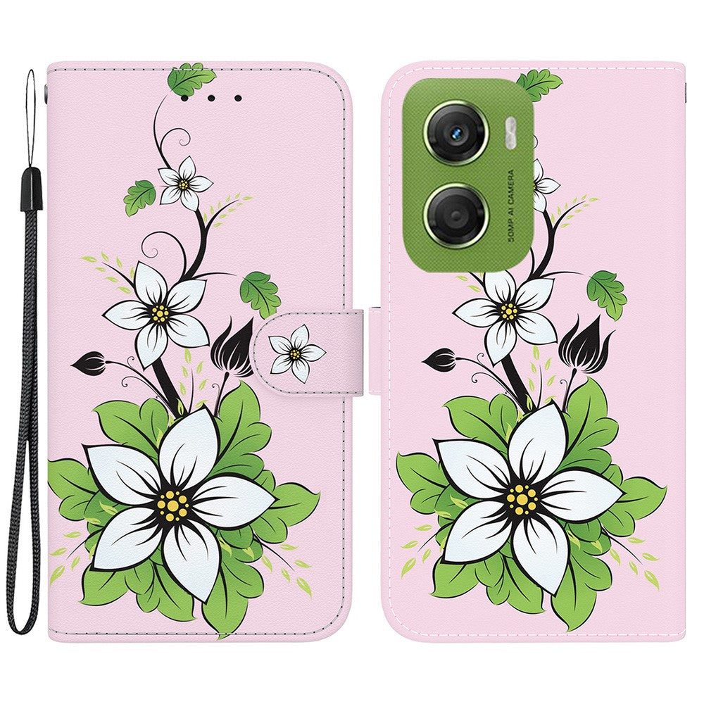 For Motorola Moto G06 4G Wallet Phone Case Anti-Drop Pattern Printing Leather Flip Cover with Strap