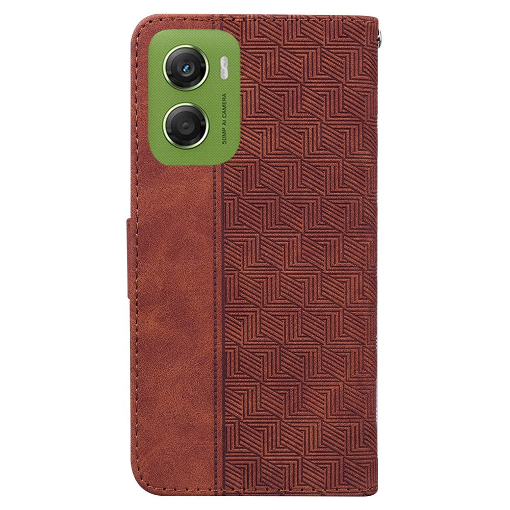 For Motorola Moto G06 4G Case Geometry Pattern Leather Wallet Phone Cover with Wrist Strap