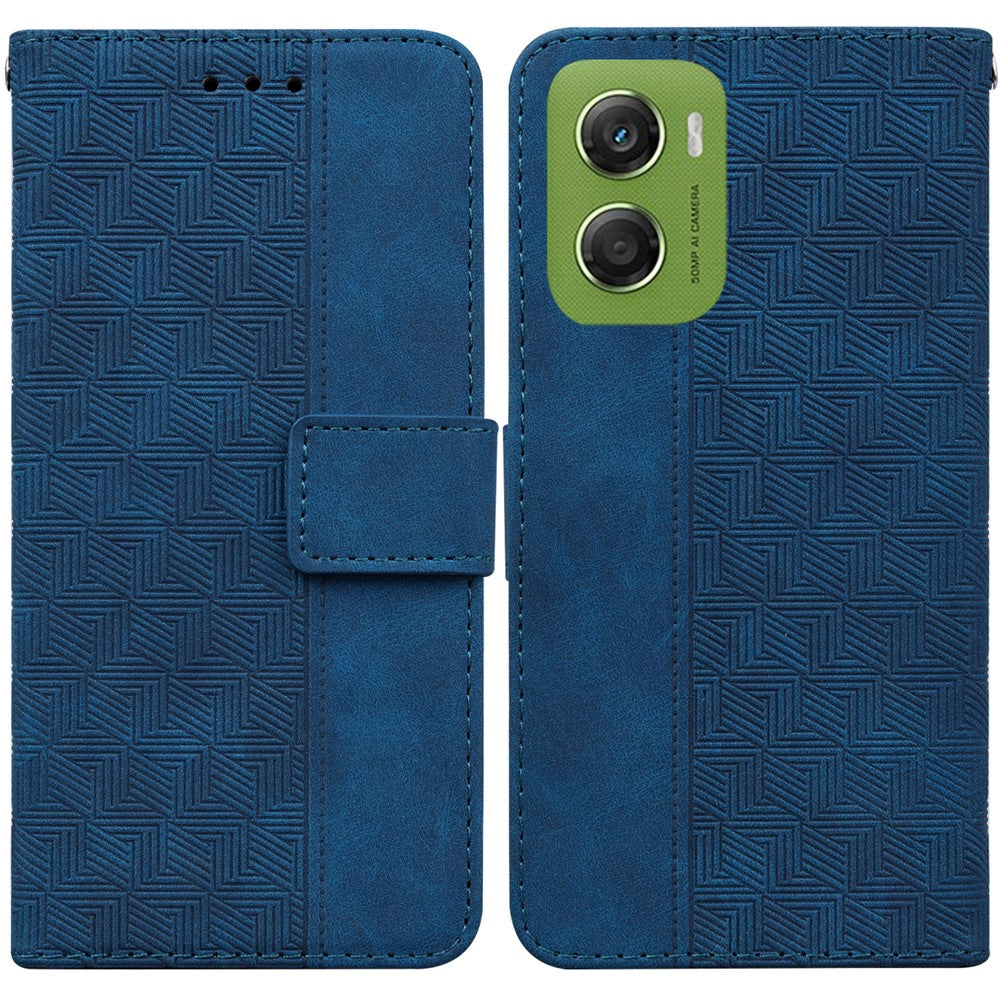 For Motorola Moto G06 4G Case Geometry Pattern Leather Wallet Phone Cover with Wrist Strap