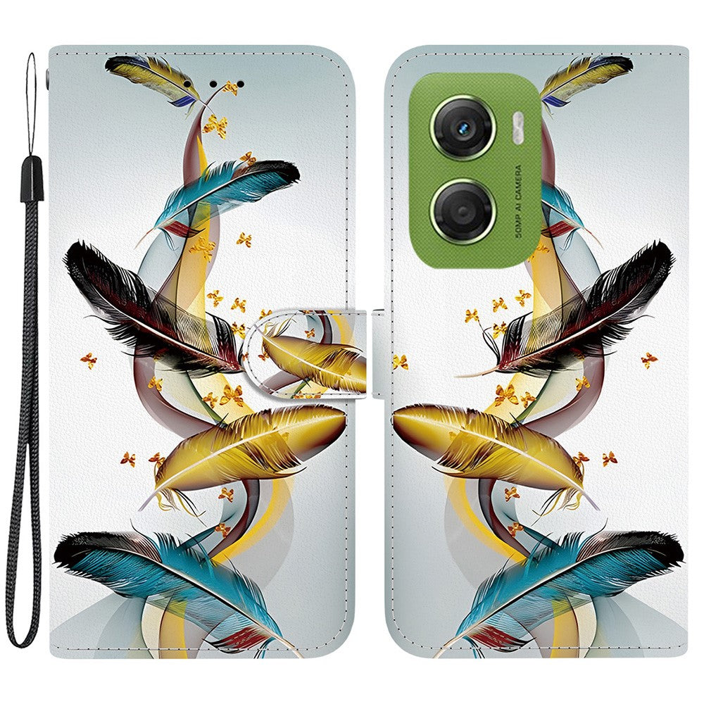 For Motorola Moto G06 4G Case Pattern Printing Leather Flip Wallet Phone Cover with Lanyard