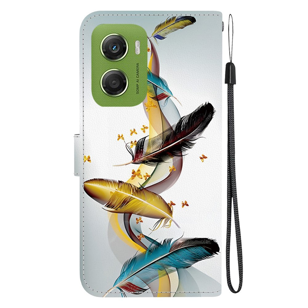 For Motorola Moto G06 4G Case Pattern Printing Leather Flip Wallet Phone Cover with Lanyard