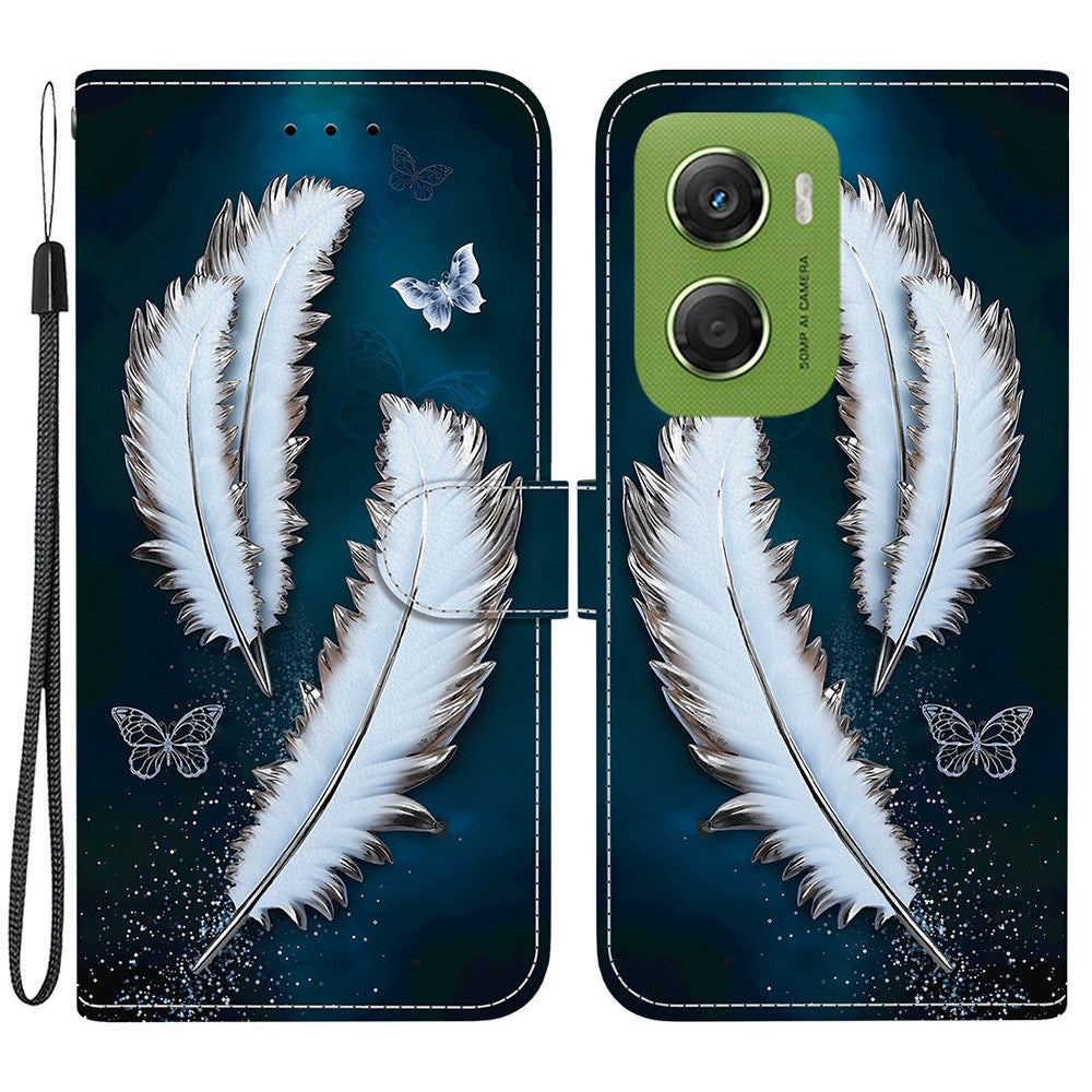 For Motorola Moto G06 4G Case Pattern Printing Leather Flip Wallet Phone Cover with Lanyard