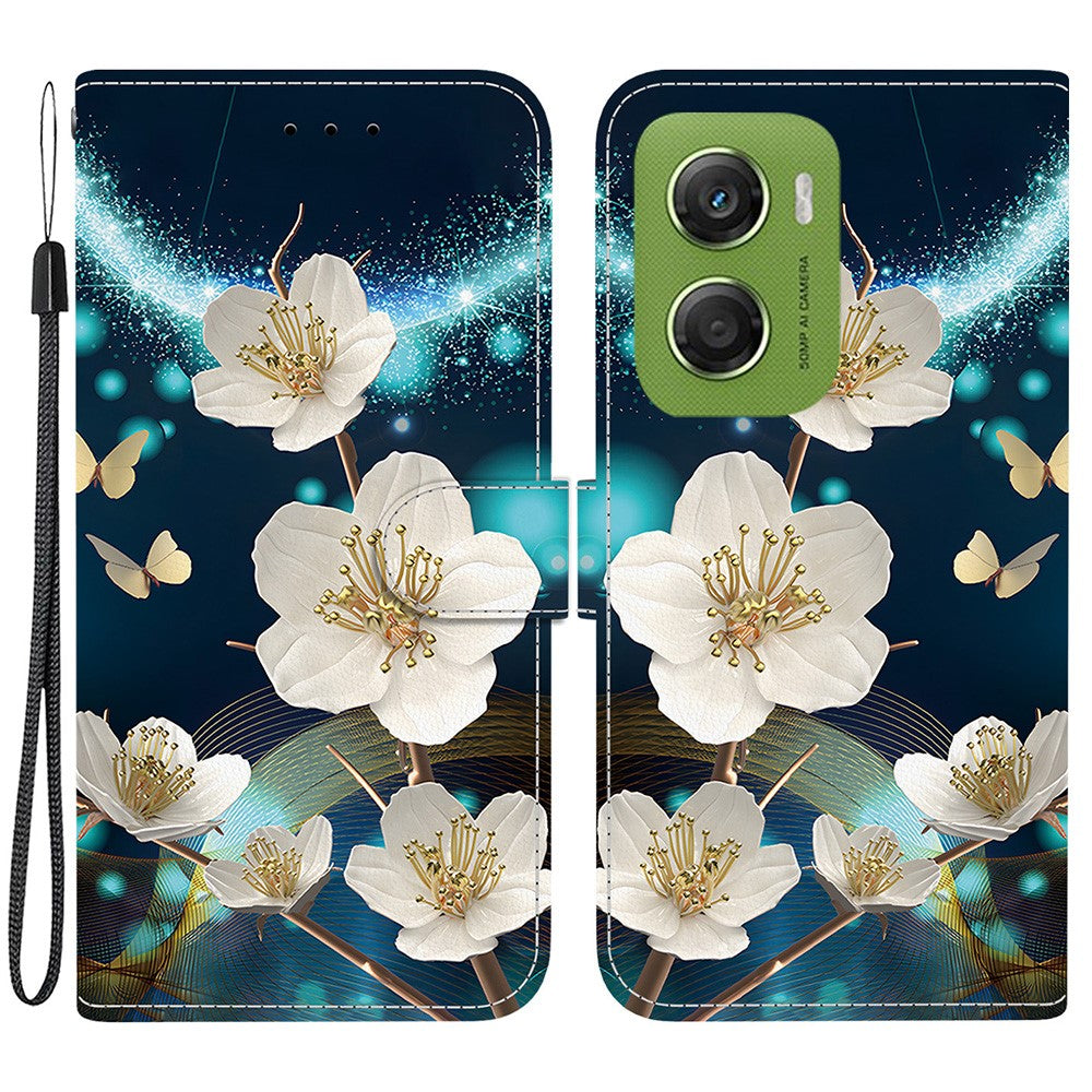 For Motorola Moto G06 4G Case Pattern Printing Leather Flip Wallet Phone Cover with Lanyard