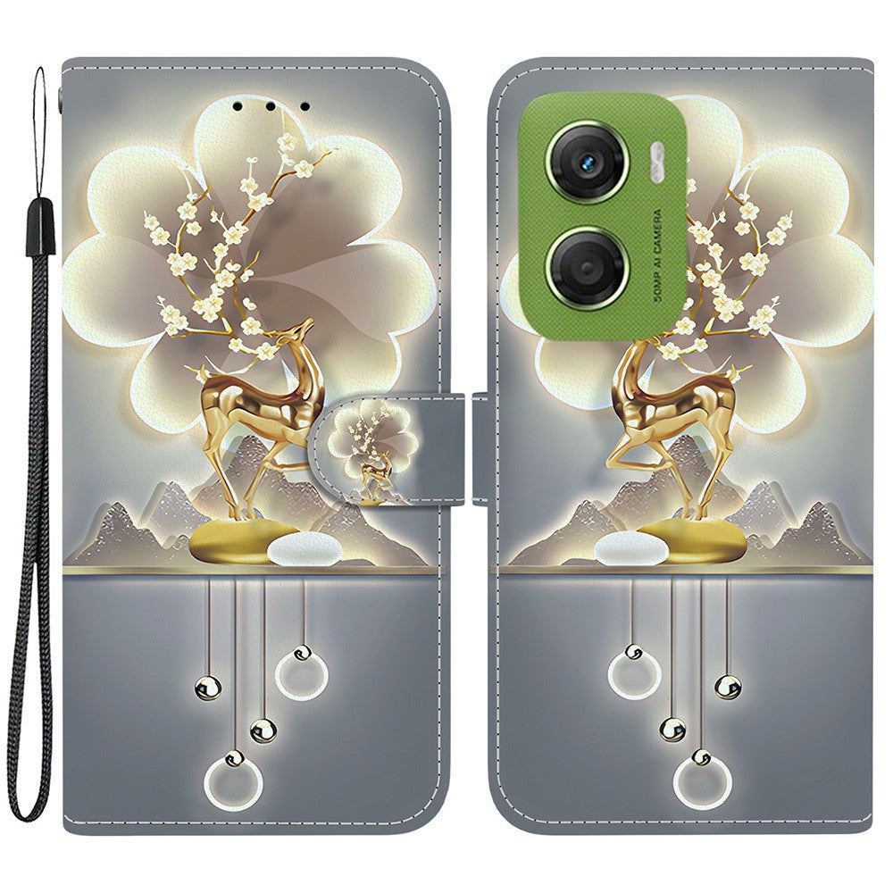 For Motorola Moto G06 4G Case Pattern Printing Leather Flip Wallet Phone Cover with Lanyard