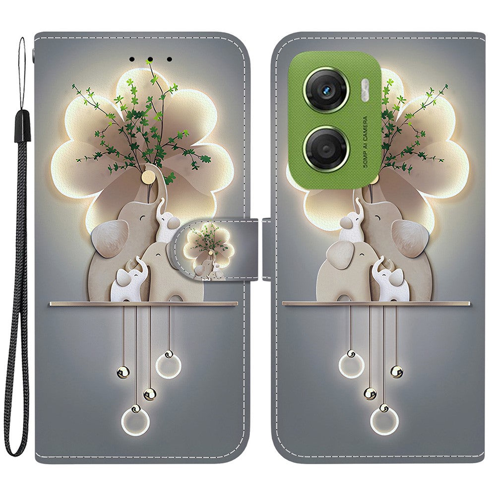 For Motorola Moto G06 4G Case Pattern Printing Leather Flip Wallet Phone Cover with Lanyard