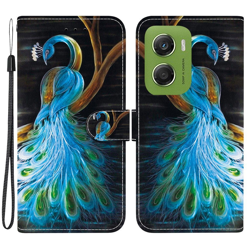 For Motorola Moto G06 4G Case Pattern Printing Leather Flip Wallet Phone Cover with Lanyard