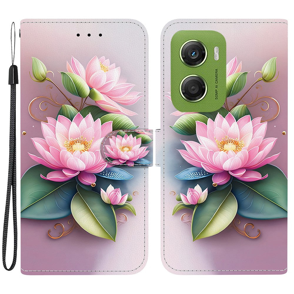 For Motorola Moto G06 4G Case Pattern Printing Leather Flip Wallet Phone Cover with Lanyard