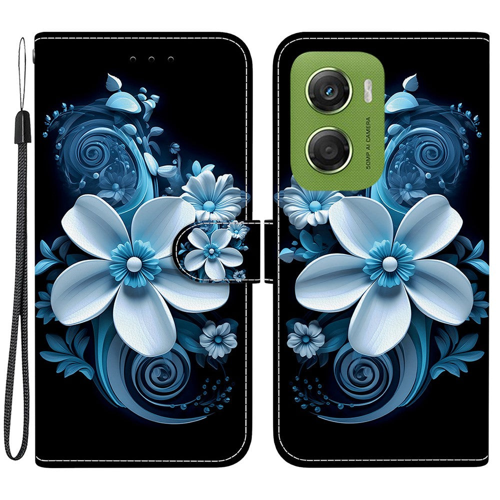 For Motorola Moto G06 4G Case Pattern Printing Leather Flip Wallet Phone Cover with Lanyard