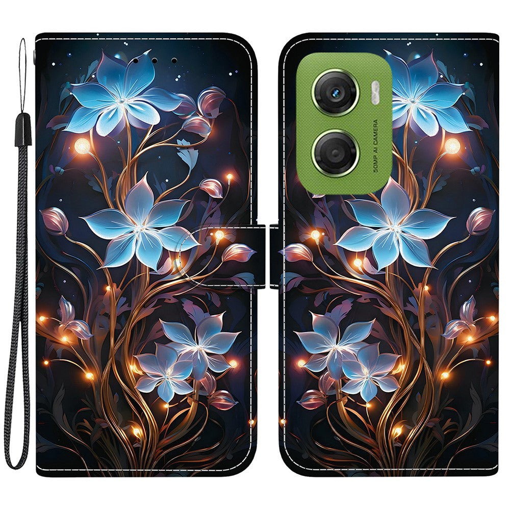 For Motorola Moto G06 4G Case Pattern Printing Leather Flip Wallet Phone Cover with Lanyard