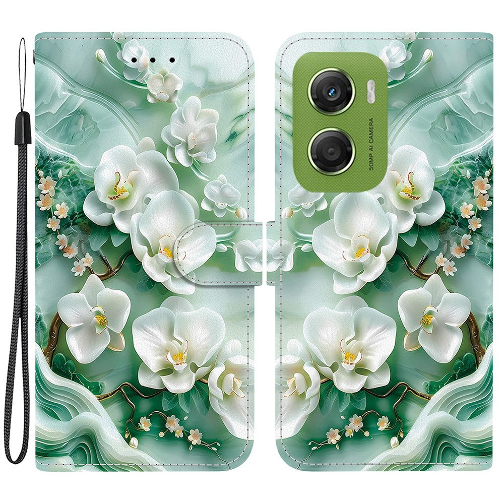 For Motorola Moto G06 4G Case Pattern Printing Leather Flip Wallet Phone Cover with Lanyard