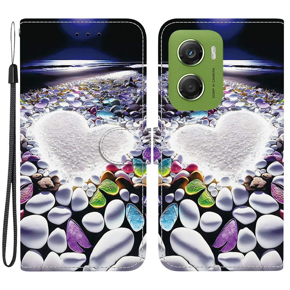 For Motorola Moto G06 4G Case Pattern Printing Leather Flip Wallet Phone Cover with Lanyard